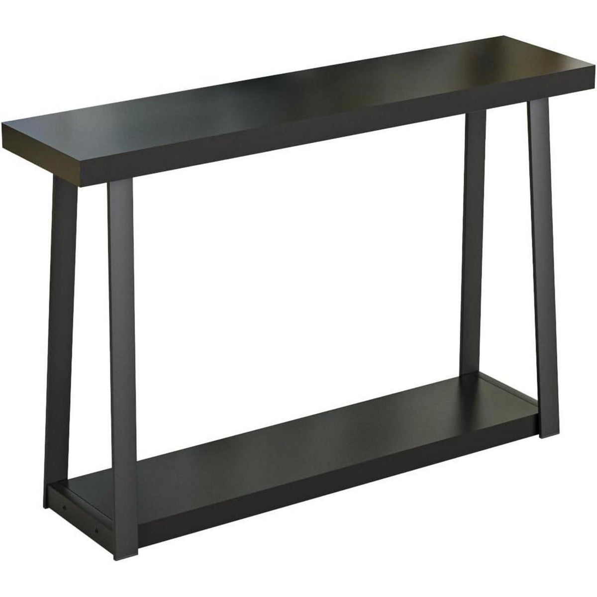 Konsolentisch Holz Schwarz – 2-Stufig mit Stauraum