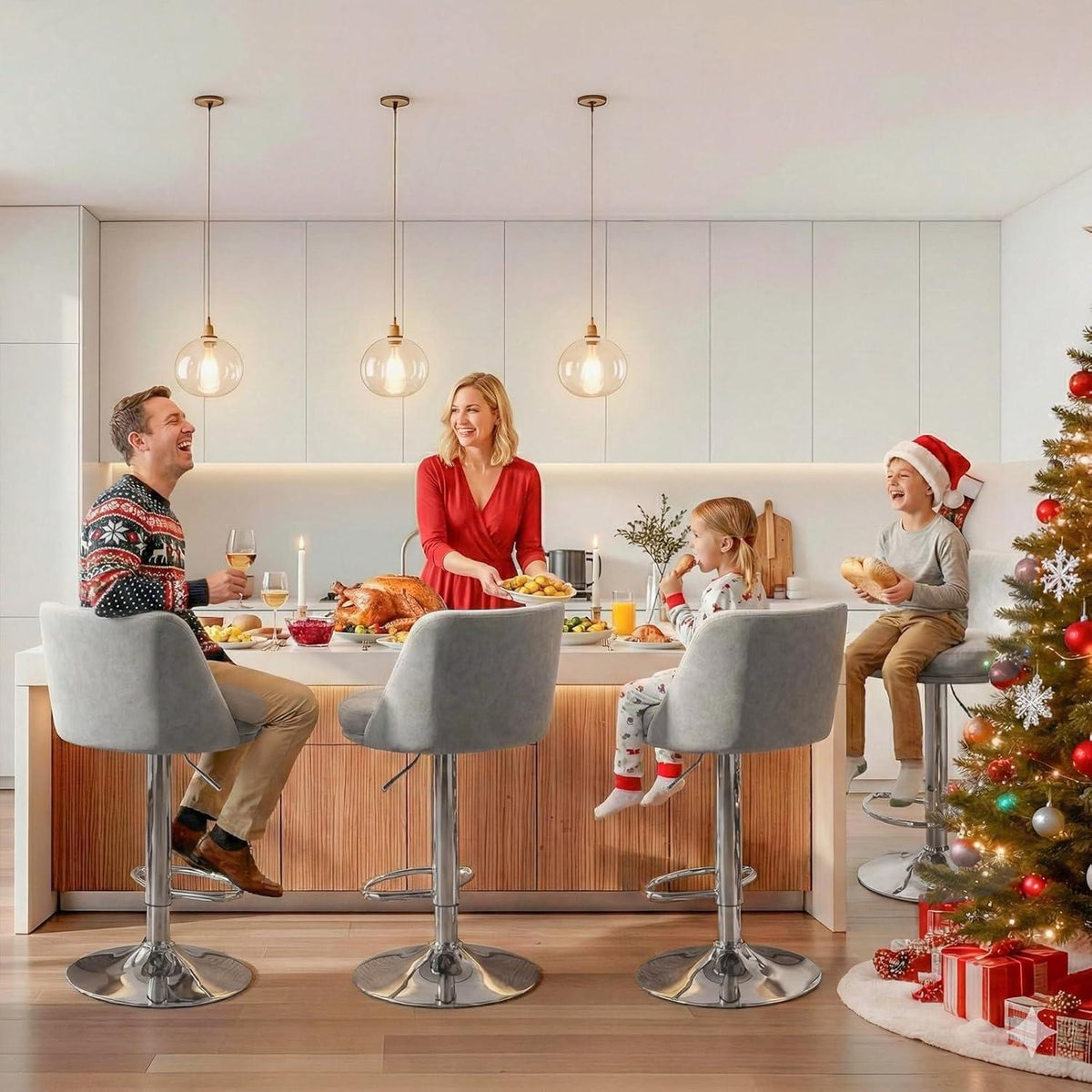 LEADZM Barhocker 2er Set, Höhenverstellbar, Dunkelgrau