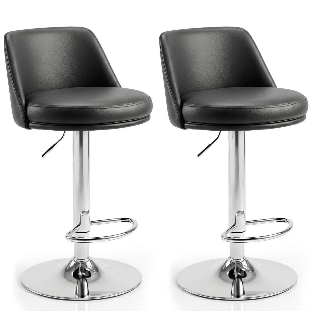 Barhocker Set 2er – Höhenverstellbar, Schwarz in Lederoptik