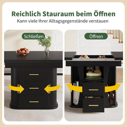 Ausziehbarer Esstisch Schwarz – 118-158 cm, Platz für 6 Personen