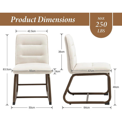 Modernes Esszimmerstuhls Set (4x) – Beige Leinen & Metallbeine