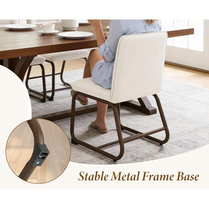Modernes Esszimmerstuhls Set (4x) – Beige Leinen & Metallbeine