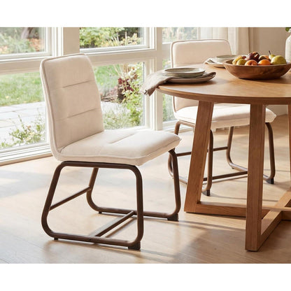 Modernes Esszimmerstuhls Set (4x) – Beige Leinen & Metallbeine