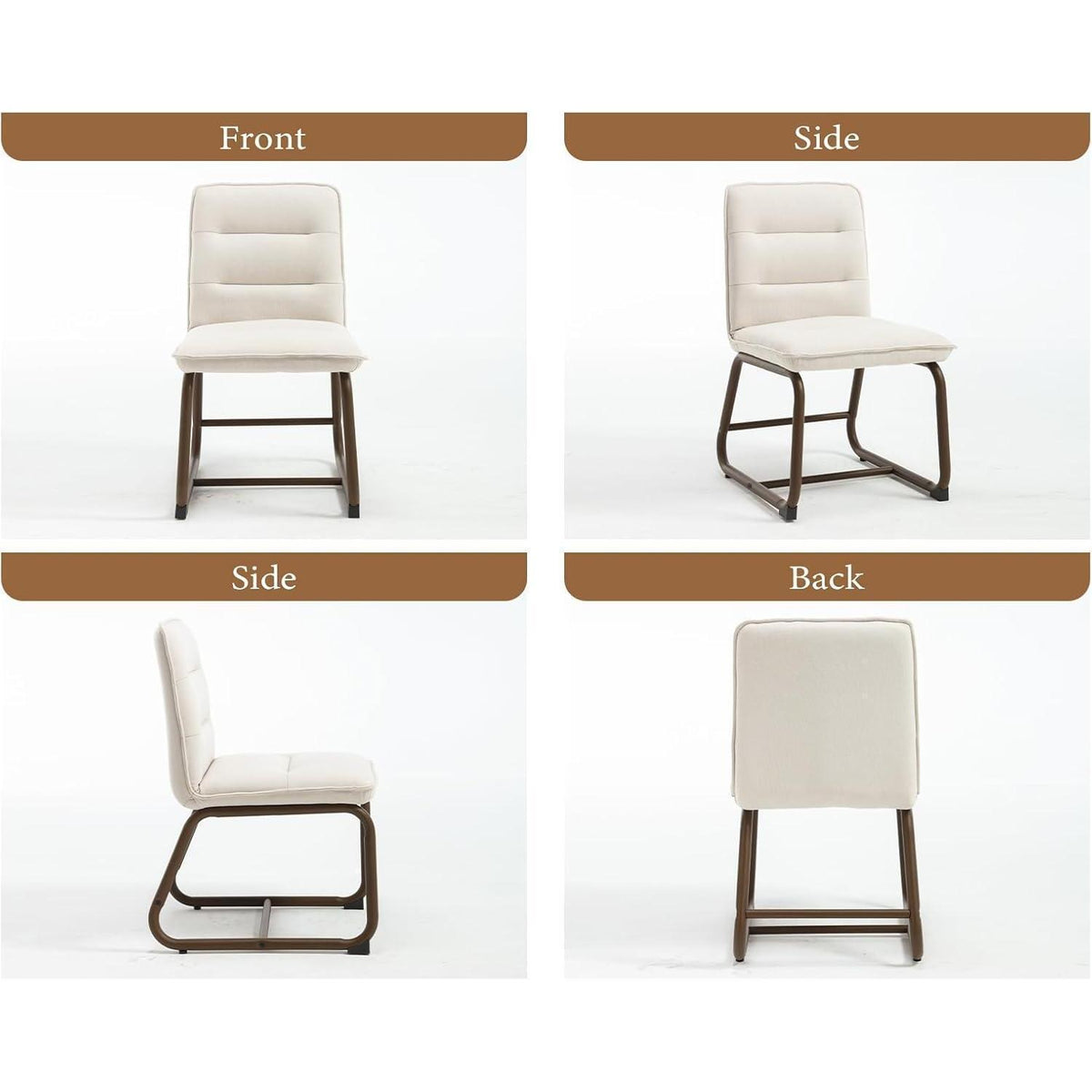 Moderner Esszimmerstuhl 2er Set mit Leinenbezug, Beige