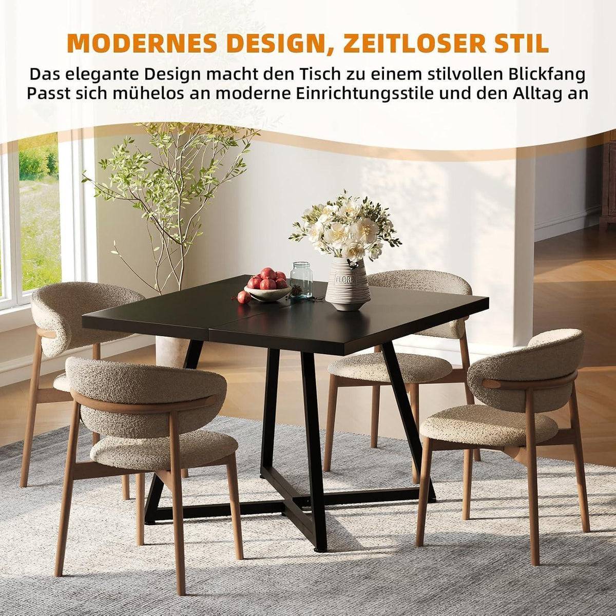 Kleiner Esstisch Holz 80x80 cm – Quadratischer Küchentisch Schwarz