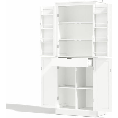Multifunktionaler Küchenschrank mit Schublade & Regalen, Weiß