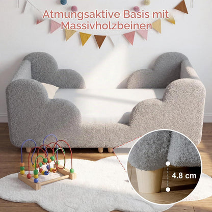 Meulbaty Grau Süß 70x140cm Wolke Kinderbett in Lederoptik, Matratze Nicht Enthalten, 140x70cm