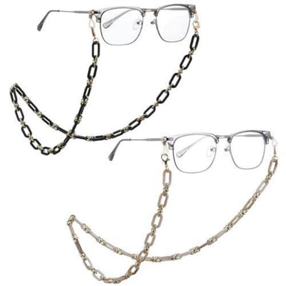 2x Acryl Brillenkette – Retro Sonnenbrillenband & Maskenhalter