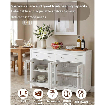 Modernes Sideboard Set Weiß mit Glastüren & Schubladen