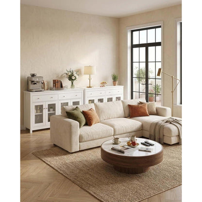 Modernes Sideboard Set Weiß mit Glastüren & Schubladen