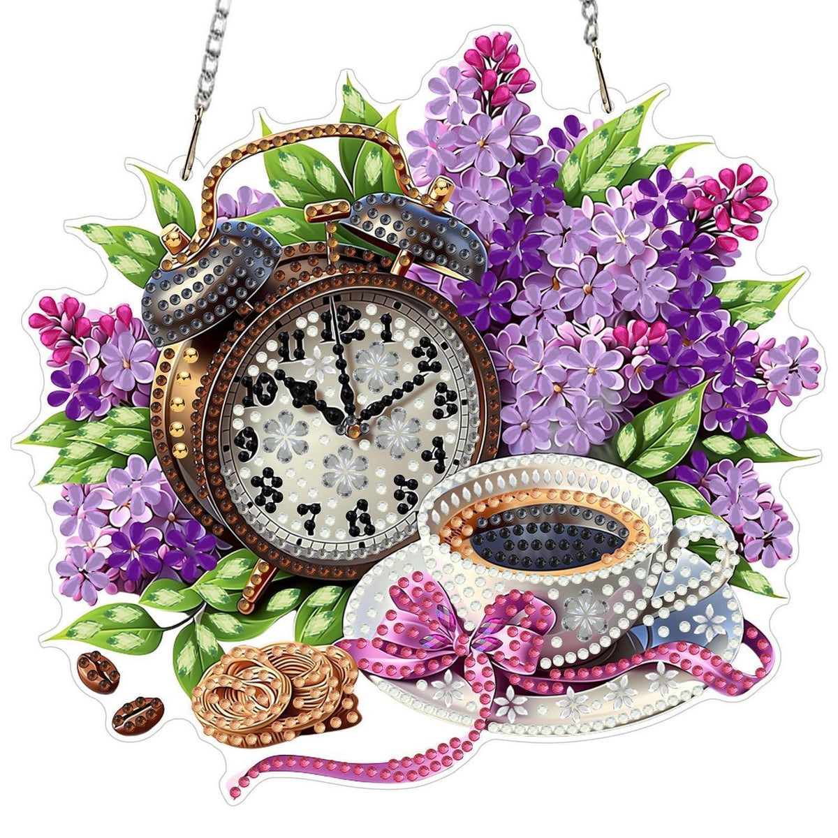 Blumen Kaffee Diamantmalerei Anhänger – DIY Fensterbild für Erwachsene