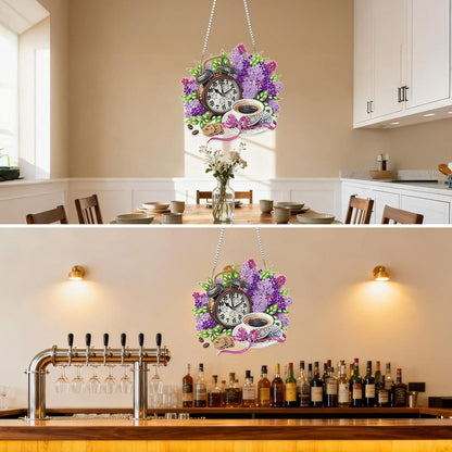 Blumen Kaffee Diamantmalerei Anhänger – DIY Fensterbild für Erwachsene
