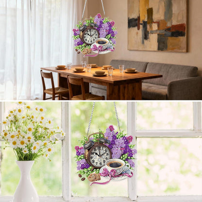 Blumen Kaffee Diamantmalerei Anhänger – DIY Fensterbild für Erwachsene