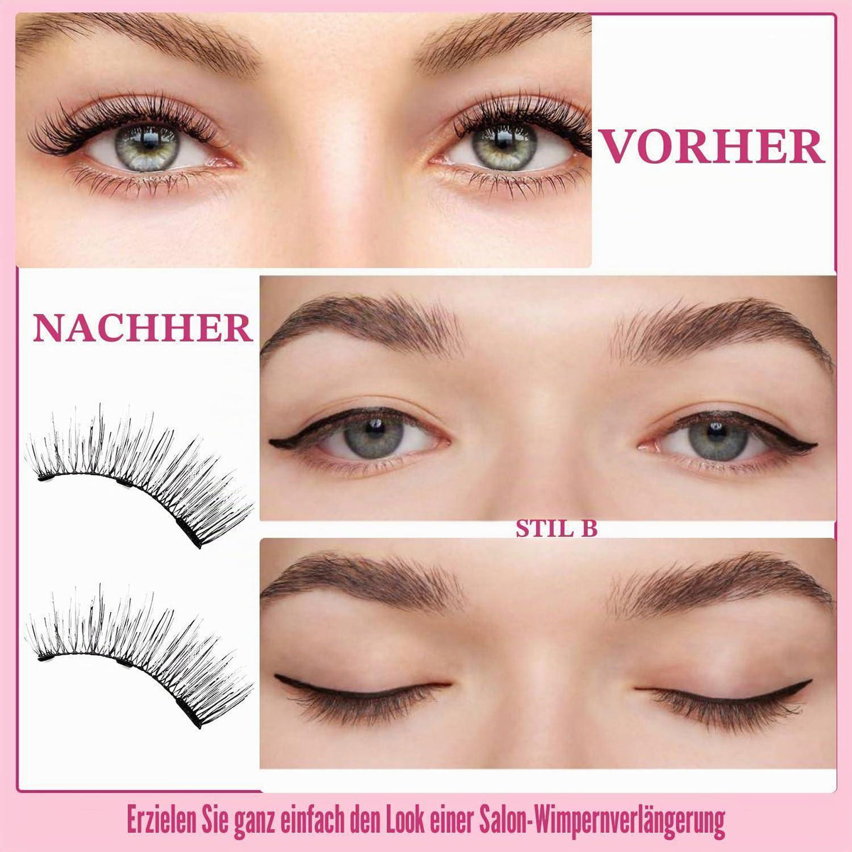 Magnetische Wimpern Set ohne Kleber – Natürlicher Look & Applikator