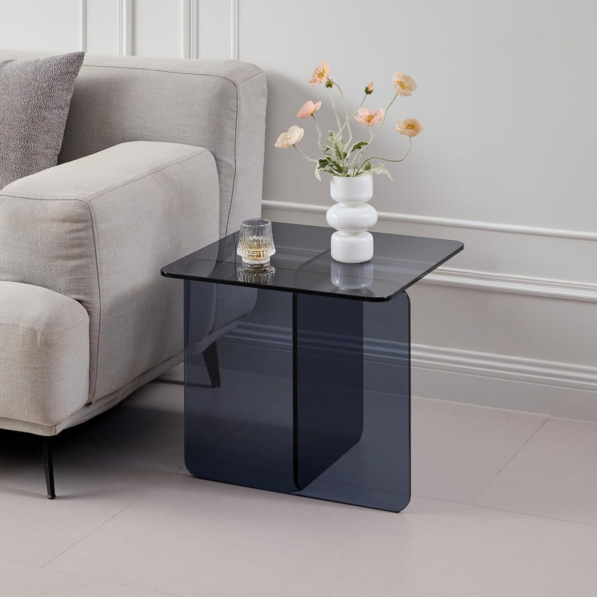 Beistelltisch Glas Braun Getönt Modern 45x45x41cm
