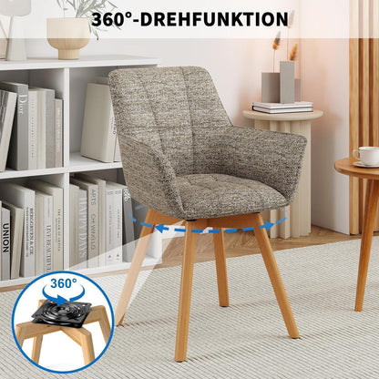 Drehbarer Esszimmerstuhl Set Braun – Samt Polsterstuhl mit Armlehnen