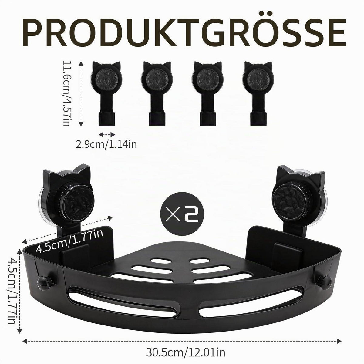 Duschablage Eckregal ohne Bohren – 2er Set Schwarz