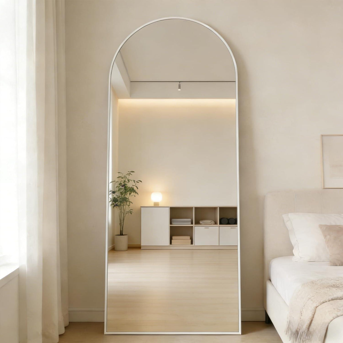 Ganzkörperspiegel Bogen 165x60cm – Stand- & Wandspiegel Weiß