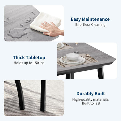 Esszimmer Set Grau – Küchentisch mit 2 Bänken (110x70x76 cm)