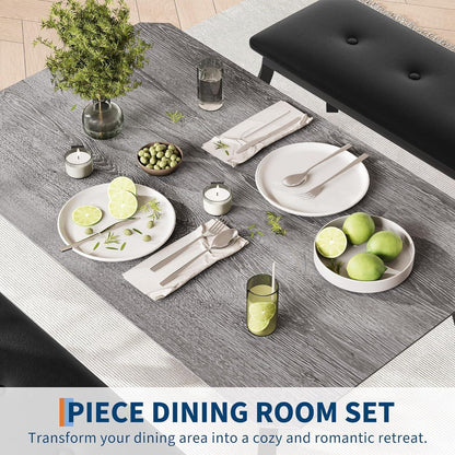 Esszimmer Set Grau – Küchentisch mit 2 Bänken (110x70x76 cm)