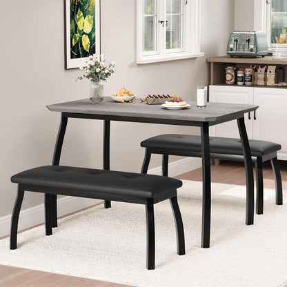 Esszimmer Set Grau – Küchentisch mit 2 Bänken (110x70x76 cm)