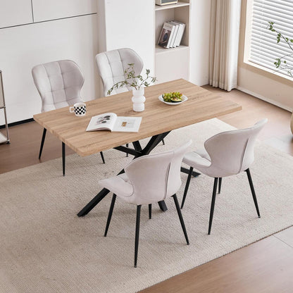 Modernes Esszimmer-Set mit Tisch (140x80cm) & 4 weißen Stühlen