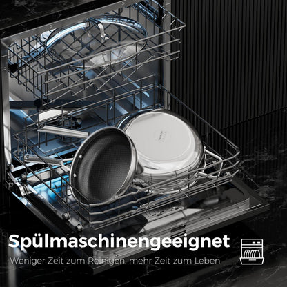 28cm Wokpfanne mit Deckel | Antihaft Wabenstruktur & Keramikbeschichtung
