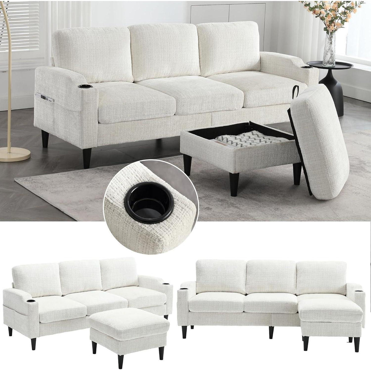 Ecksofa mit Schlaffunktion, 4-Sitzer, Gelb