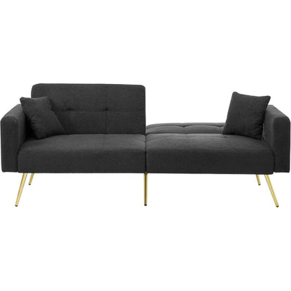 Schlafsofa mit verstellbarer Rückenlehne & goldenen Beinen (Grau)