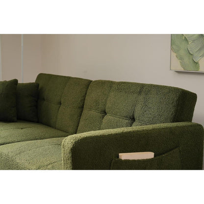 Schlafsofa mit verstellbarer Rückenlehne & goldenen Beinen (Grün)
