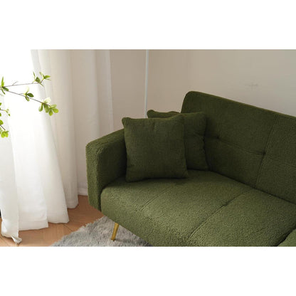 Schlafsofa mit verstellbarer Rückenlehne & goldenen Beinen (Grün)