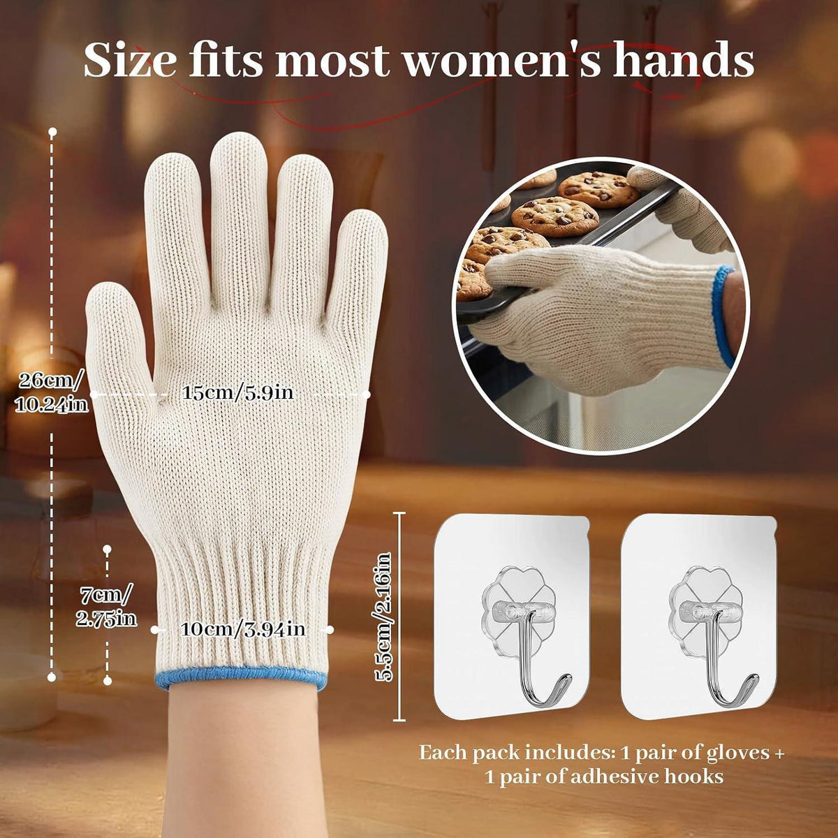 Hitzebeständige Grillhandschuhe aus Baumwolle – 26cm