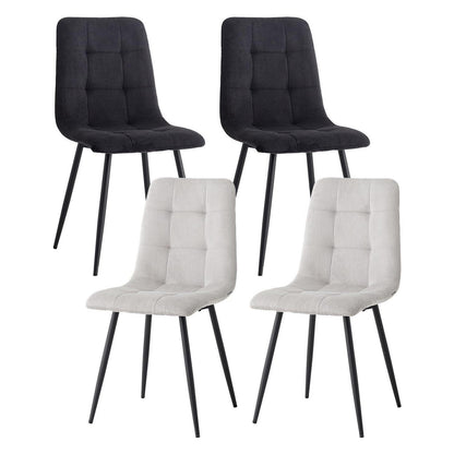 Moderner Esszimmerstuhl Set 4er-Pack, Cordstoff Schwarz/Hellgrau