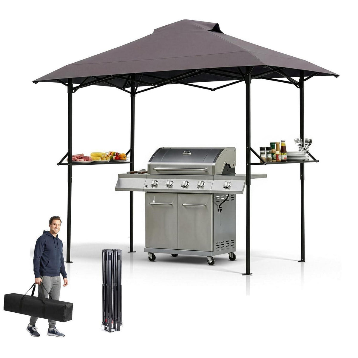 Faltbarer Grillpavillon 255x150x240 cm – Wetterfest & Robust