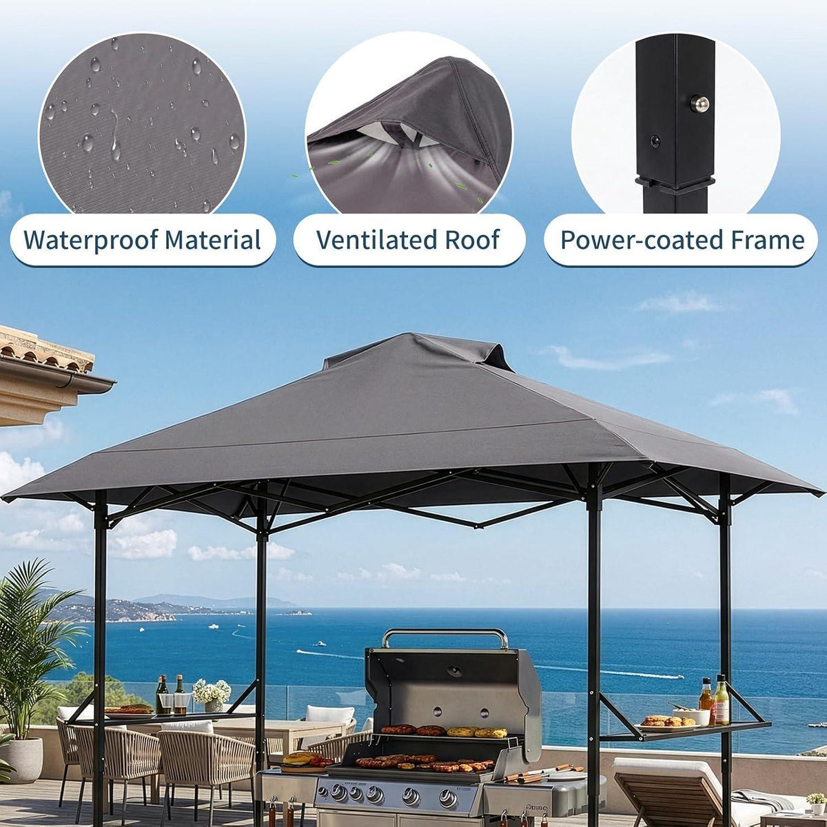 Faltbarer Grillpavillon 255x150x240 cm – Wetterfest & Robust