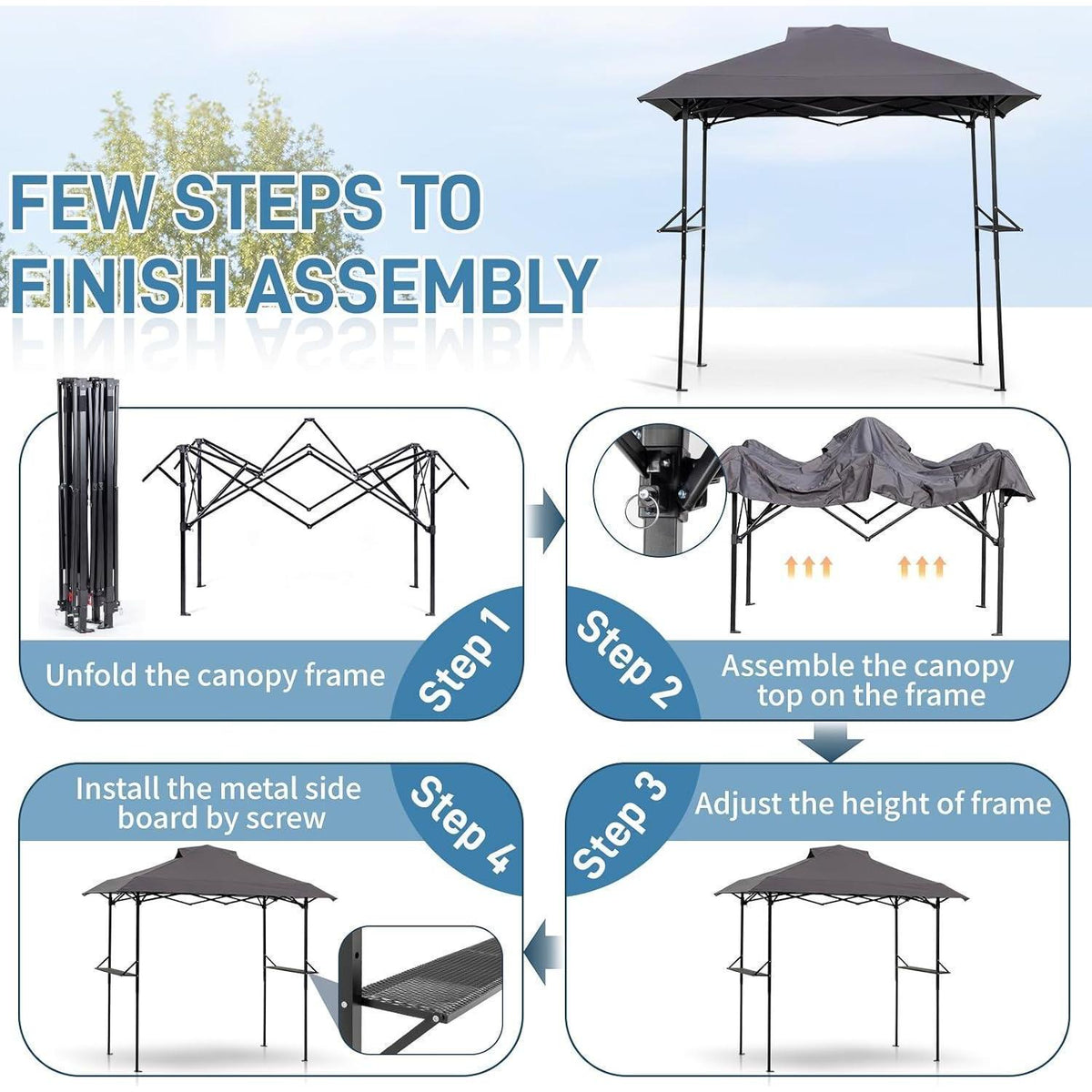 Faltbarer Grillpavillon 255x150x240 cm – Wetterfest & Robust