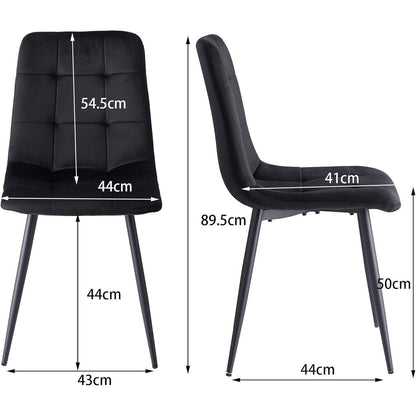 8 Esszimmerstühle Modern, Samt & Cord, Schwarz