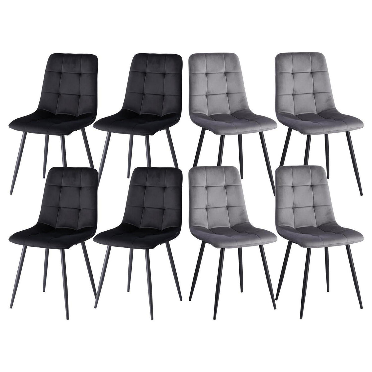 Moderner Esszimmerstuhl Set (8er) – Samt & Schwarz
