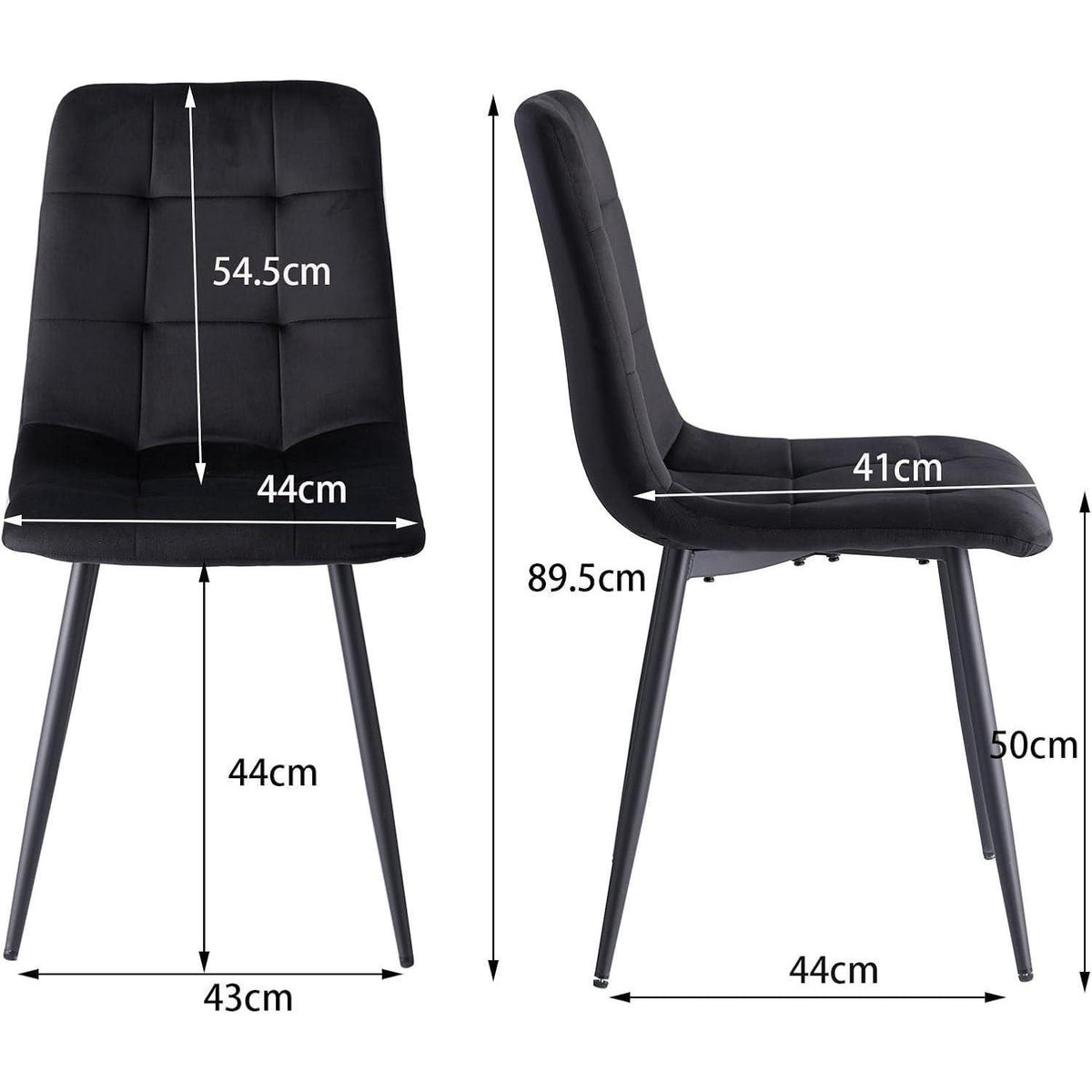 8 Esszimmerstühle Modern, Samt & Cord, Schwarz + Hellgrau