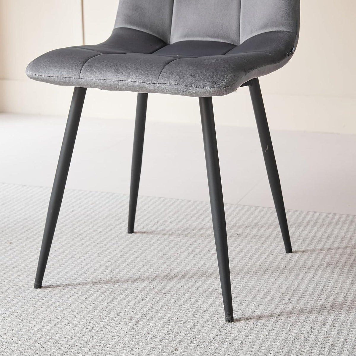 8 Esszimmerstühle Modern Grau & Schwarz, Gepolstert