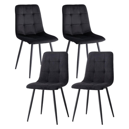 Moderner Esszimmerstuhl Set 4er – Samt & Cord, Schwarz