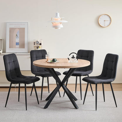 Moderner Esszimmerstuhl Set 4er – Samt & Cord, Schwarz