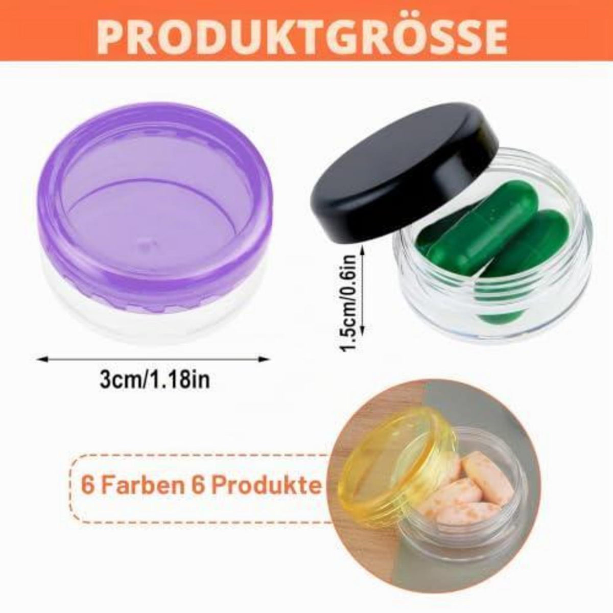 Kleine Pillendose 6er Set - Tragbare Tablettenbox für Unterwegs