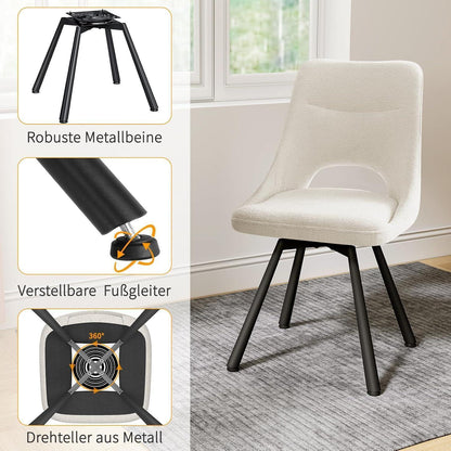 Drehbarer Esszimmerstuhl Set 4er – Beige, Modern & Komfortabel