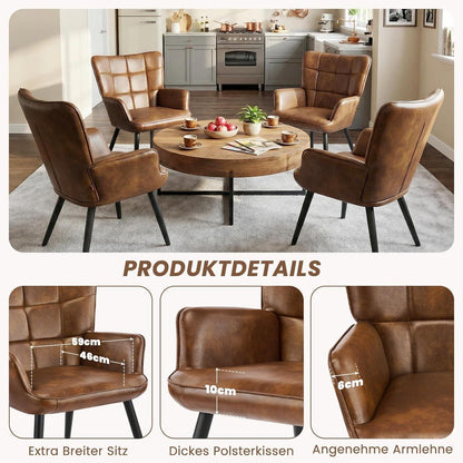 Ohrensessel Wohnzimmer Skandinavisch Braun – Bequemer Loungesessel