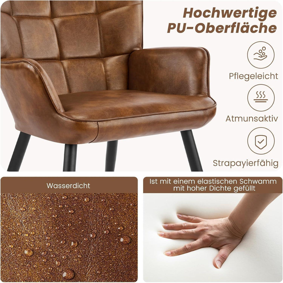 Ohrensessel Wohnzimmer Skandinavisch Braun – Bequemer Loungesessel