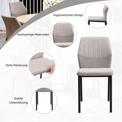 Esszimmerstühle 6er Set – Beige Polsterstühle für Küche & Wohnzimmer