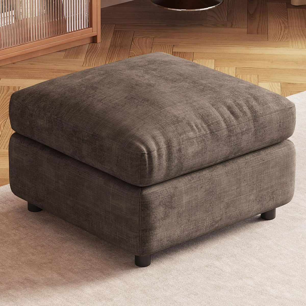 Sitzhocker mit Stauraum – Gepolsterte Ottomane Braun