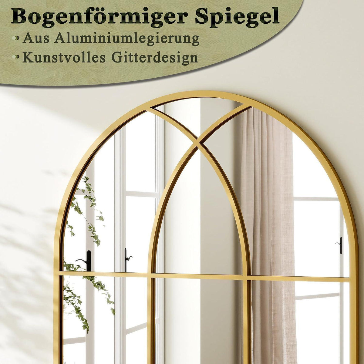 Bogen Wandspiegel Fischgrät Gold 75x100 cm