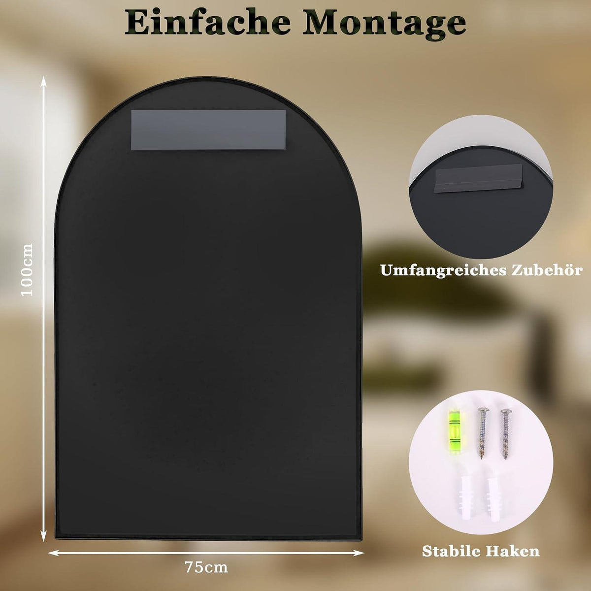 Bogen Wandspiegel Fischgrät Gold 75x100 cm